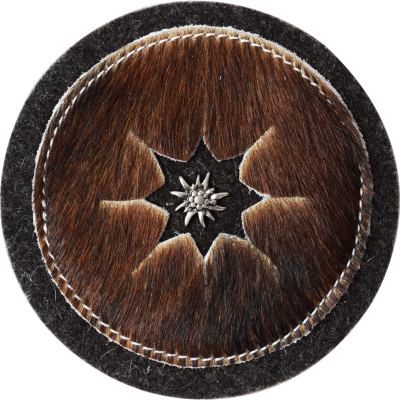 Dessous de bouteille en feutre de laine et peau de vache 2 Pieces