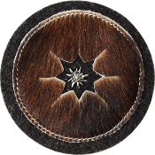 Dessous de bouteille en feutre de laine et peau de vache 2 Pieces