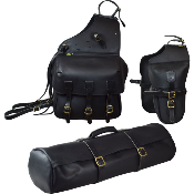 Pack de bagagerie de randonnée à cheval - Extrême 3 sanglons classique noir